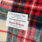 Christian Dior Vintage Monsieur 100% merino wool plaid unisex scarf made in GB Photo 2