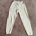 Aviator Nation  Cream Glitter Heart Sweatpants Vintage White Photo 2