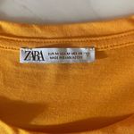 ZARA  Ruffle Sleeve Mustard Yellow T-Shirt Top Size M Short Sleeve Casual Photo 2