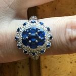 Natural Blue Sapphire Sterling Silver Cocktail Ring Photo 0