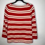 J.Crew Red Cream Striped Sweater Crew Neck Sz Medium Photo 1