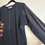 We The Free Embroidered Floral Button Henley Top Boho Bohemian Small Photo 1