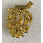 Antique Coro 1930s Flower Enamel Fur Clip Enamel &Colored & Clear Rhinestones Pink Photo 4