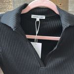 Cotton Citizen Ibiza Long Sleeve Polo Dress in Ribbed Black Size Small Photo 3