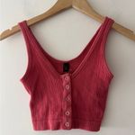 Urban Outfitters  Out From Under Seamless Button Salmon Pink Ribbed Crop Top Photo 1