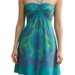 Kitty Printed Halter Dress Green Size L Y2K Retro Club Glam Night Out Party Boho Size L Photo 0