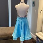 Women’s Halter Neck Silver Sequined Short Prom Party Dress NWT 6 Blue Photo 3