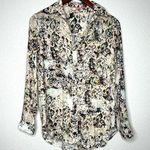 Pilcro Women's Snakeskin Button Down Tunic Blouse Long Sleeve size XXS Black Photo 6