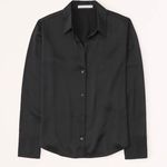 Abercrombie & Fitch Black Satin Button Up Shirt Photo 0