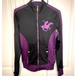 Beverly Hills Polo Club NEW Black Purple Zip Up Track Jacket Women's M Logo Y2K Photo 11