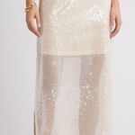 Open Edit Elegant Cream Sequin Skirt midi sheer Photo 0