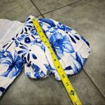 Caroline Constas white blue linen blend Garden tile Farm mini dress Sz 6 Party Photo 13