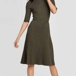 Who What Wear ribbed 3/4 sleeve sweater midi dress in army green Photo 0
