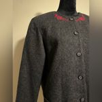 Orvis EUC  Dark Gray and Red Embroidered Floral Jacket size medium Photo 1