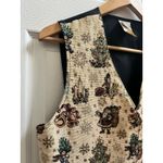 Vintage Bobbie Brooks Flaw Gold Metallic Tapestry Christmas Holiday Vest XL Photo 3