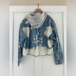 American Eagle Bleached Denim Cropped Hooded Jean Jacket Shacket Photo 6