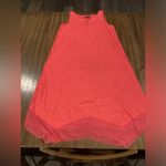 For Cynthia  Linen Blend Asymmetrical Mesh Hem Sleeveless Midi Maxi Dress Coral M Photo 6