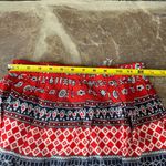 Raga Anthropologie Red Blue Patterned Boho elastic waist Skirt skater mini Photo 5