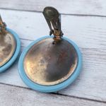 Vintage Clip On Earrings Extra Large Retro Circle 1.5" Light Blue Photo 5
