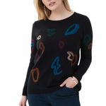 Joseph Ribkoff  Black Sweater front Colorful Details Photo 0