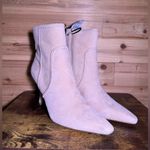 EXPRESS NWT  Size 7 Tan Suede Ankle Heeled Booties Braided Trim Photo 0