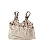Womens Crop Top M Tan Sleeveless‎ Pullover Ruffles Stretch Party Night Out NEW Size M Photo 1