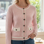 Nanette Lepore NWT Nanette  women's Cardigan Jacket In Pink / White Photo 0
