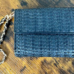 Dior Christian Black Woven Leather Wallet Wristlet Chain Strap Authentic Vintage Photo 0