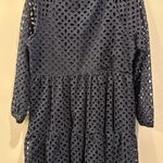 J.Crew  Tiered Popover Dress Embroidered Eyelet Navy Blue Photo 3