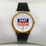Vintage quartz analog watch gold tone 33mm round case east coast dial running Photo 0