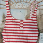 Roxy  hello July red white strip one piece swim size medium Photo 1
