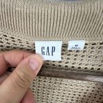 Gap Sweater M Beige Stripe Cotton Open Knit Polo Quiet Luxury Coastal Preppy Photo 1