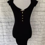 Love Tree women M scoopneck ribbed bodycon cap sleeve dress w/buttons black Photo 0