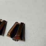 Renoir Oxidized Copper Modernist Clip On Earrings Signed Photo 6
