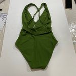 Skinny Dippers Belted One Piece Swimsuit Small – Olive Green Ruffle Strap Cinche Photo 1