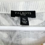 Talbots  Women's Cream Refined Floral Dolman Short Sleeve Sweater Sz MP Photo 4