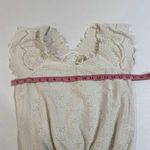 Urban Romantics  White Eyelet Lace Blouse Women’s Large Boho V-Neck Flutter Sleev Photo 3