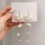 Elegant Flower Long Dangle Drop Earrings for Women Gold Photo 0