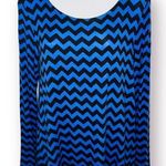 Shanley Chevron Mesh Back Casual Long Sleeve Top Hi Lo Hem Royal Blue Black M Size M Photo 0