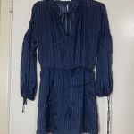 Alice + Olivia Callan Silk Romper striped blue long sleeve size US 4 Photo 1