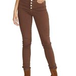 Veronica Beard Maera High Rise Brown Skinny Jeans Button Fly Brown Stone Size 24 Photo 0