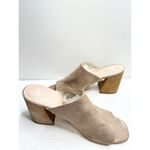 BP Mules Womens Size 10 Tan Slip On Open Toe Block Heel Fabric Upper Photo 2