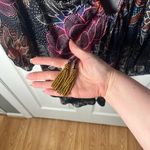 Farm Rio Floral Long Sleeve Fringe Cut Out Black Sparkle Flowers Mini Dress S Photo 7