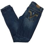 Vigoss  Denim Vintage Junior 3 Medium Blue Wash Grommet Pocket Miami Skinny Jeans Photo 0