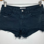 PINK - Victoria's Secret PINK Victoria’s Secret‎ black denim shorts raw hem size 4 Photo 0