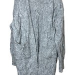ZARA  KNIT Long Cable Knit Cardigan Sweater Women Size L Gray Open Front Pockets Photo 0
