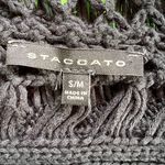 Staccato Womens Crochet Cardigan Sweater Fringe Open Knit Sleeveless Black S M Photo 6