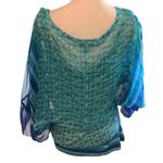 Live and let live  Blue and Green Flowy Blouse Multiple Ways to Wear. WORN ONCE Photo 9