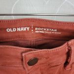 Old Navy Women's Rockstar Pants 6 Coral Orange Mid Rise Straight Leg Button Zip Photo 2
