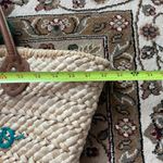 Stylish Tan and Teal Woven Tote Bag Photo 4